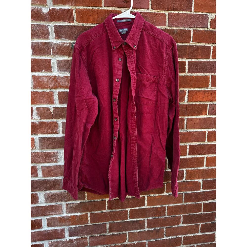 Eddie Bauer Relaxed Fit Burgundy Button Down Flannel Shirt Men’s Tall Large